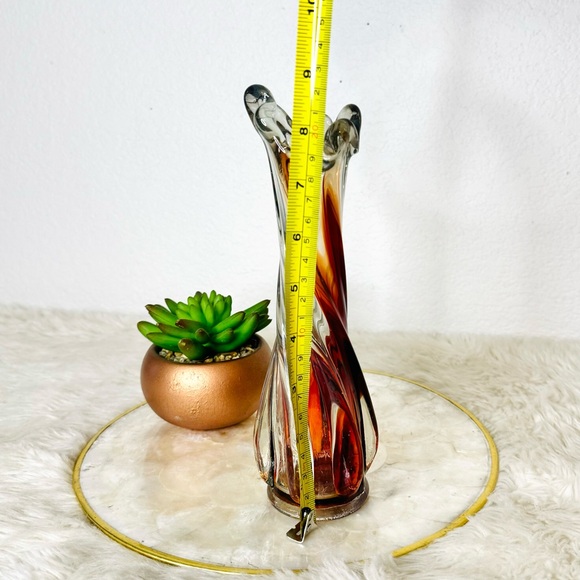 Vintage Red Twisted Swung Vase Small Bud Vase - Picture 4 of 6